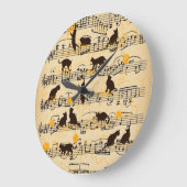 Musikernoten und Kätzchen Große Wanduhr (Winkel)