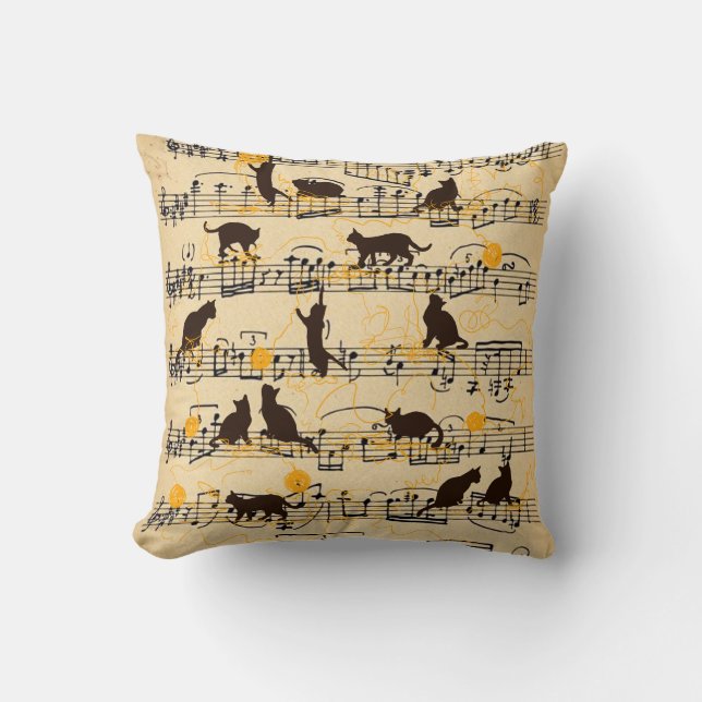 Musikernoten und Kätzchen Kissen (Vorderseite)