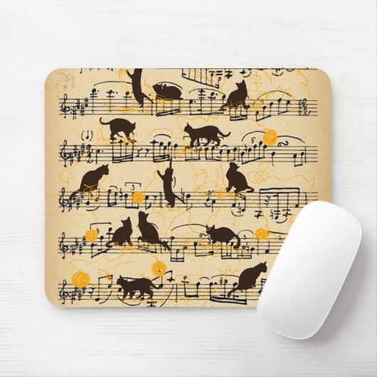 Musikernoten und Kätzchen Mousepad (Mit Mouse)