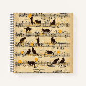 Musikernoten und Kätzchen Notizblock (Vorderseite)