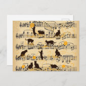 Musikernoten und Kätzchen Postkarte (Vorne/Hinten)