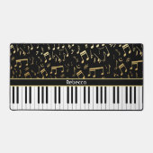 Musikernoten und Piano-Schwarz und Gold-Farben Schreibtischunterlage (Vorderseite)