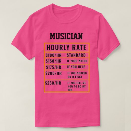 Musikerstundenrate T-Shirt (Design vorne)