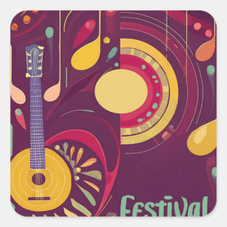 Musikfestival-Aufkleber-Liebhaber Quadratischer Aufkleber