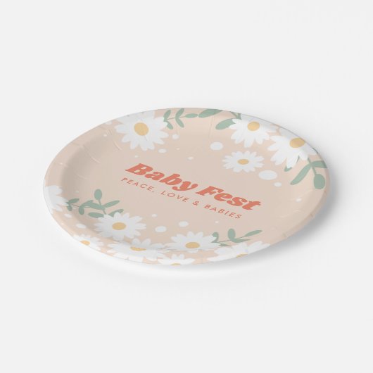 Musikfestival Daisy Hippie Paper Plate Pappteller (Schrägansicht)