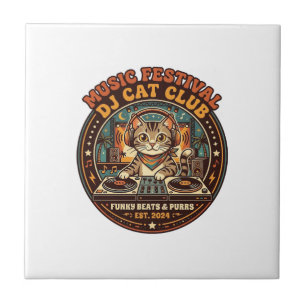 Musikfestival DJ Cat Cat Liebhaber Geschenk - Musi Fliese