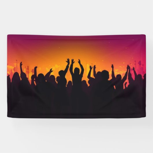 Musikfestival Konzert Menschenmenge Silhouette Men Banner (Horizontal)