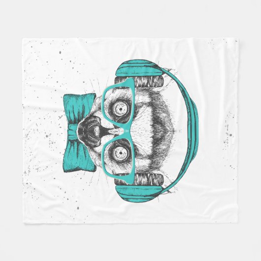 Musikfreund des Lemur-| Fleecedecke (Vorderseite (Horizontal))