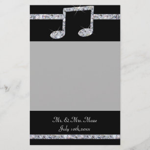 Musikfreunde Diamond Shimmer auf Schwarzer Hochzei Briefpapier