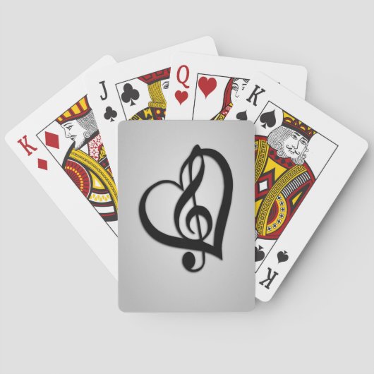 Musikg-Herz auf Silber Spielkarten (Rückseite)