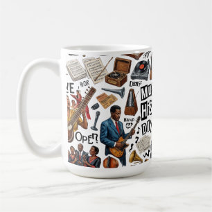 Musikgeschichte & Genres Collage Kunst - Retro, Pu Kaffeetasse