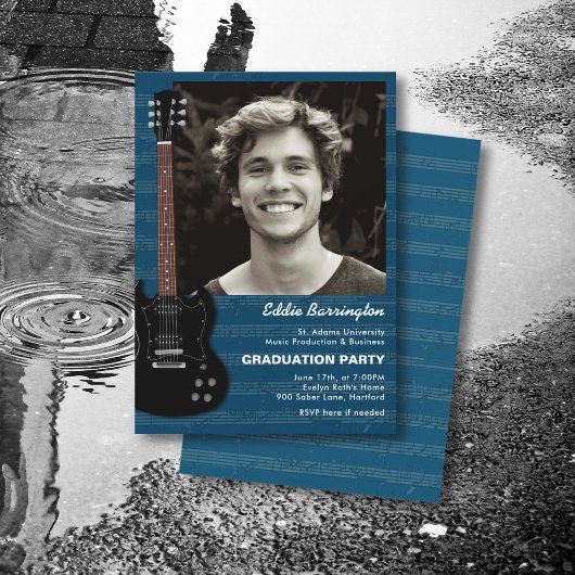 Musikgitarre Foto Graduation Party Einladung