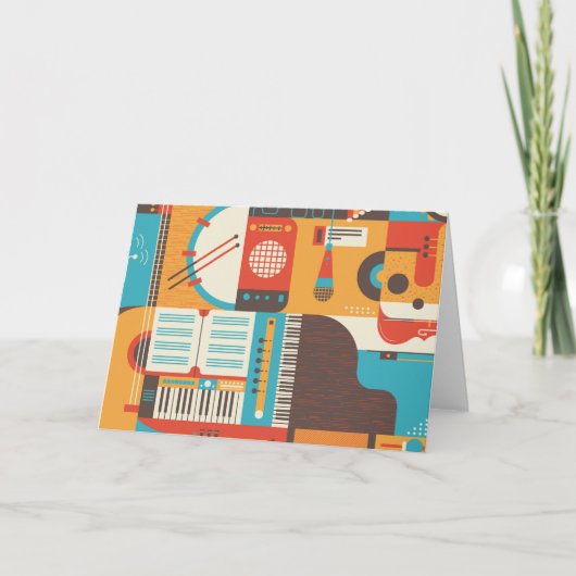Musikgitarre Piano Farbenfroh Dankeskarte (Vorderseite)