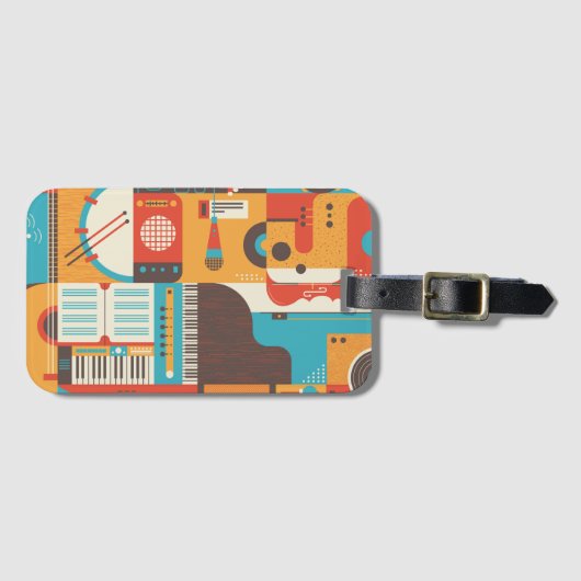 Musikgitarre Piano Farbenfroh Gepäckanhänger (Vorderseite (Horizontal))