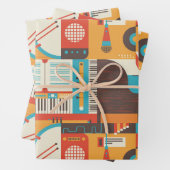 Musikgitarre Piano Farbenfroh Geschenkpapier Set (Beispiel)