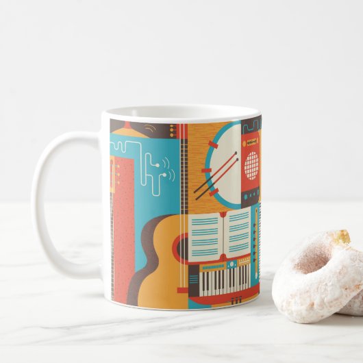Musikgitarre Piano Farbenfroh Kaffeetasse (Mit Donut)