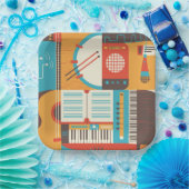 Musikgitarre Piano Farbenfroh Pappteller (Party)
