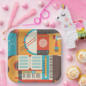 Musikgitarre Piano Farbenfroh Pappteller (Party)