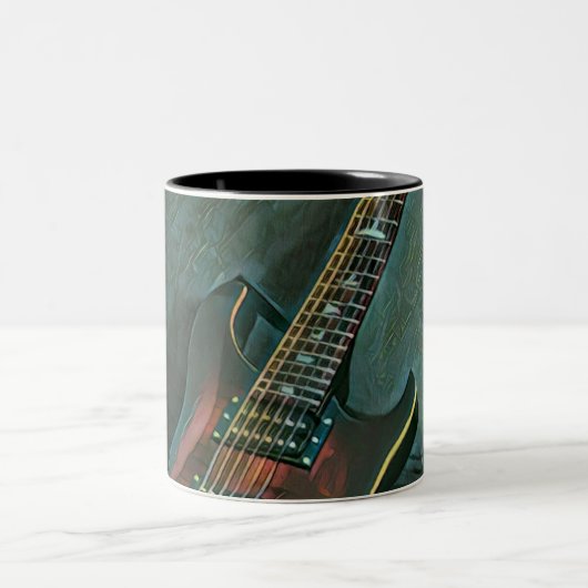 Musikgitarrist liebt Geschenk Zweifarbige Tasse (Mittel)