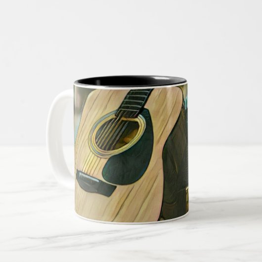 Musikgitarrist liebt Geschenk Zweifarbige Tasse (Vorderseite Links)
