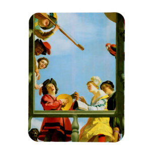 Musikgruppe auf einem Balkon Feine Kunst Niederlän Magnet
