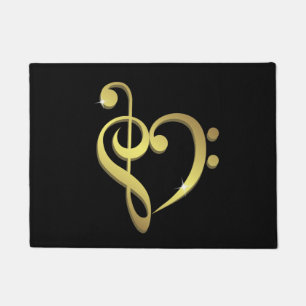Musikherz-Liebe des dreifachen Clef und des Fußmatte