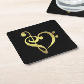 Musikherz-Liebe des dreifachen Clef und des Rechteckiger Pappuntersetzer (angewinkelt)