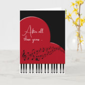 Musikherz mit Klaviertasten Jubiläum Karte (Gelbe Blume)