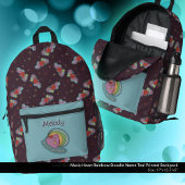 Musikherz Rainbow Doodle Name Aquamarin Bedruckter Rucksack