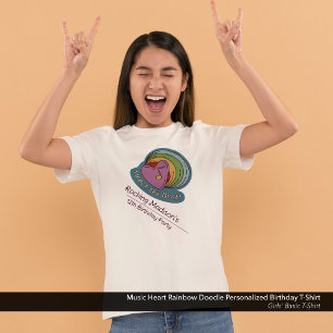 Musikherz Rainbow Doodle Personalisiert Geburtstag T-Shirt