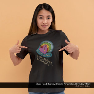 Musikherz Rainbow Doodle Personalisiert Geburtstag T-Shirt