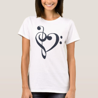 Musikherz Treble Bass Clef Heart - Navy Blazer T-Shirt