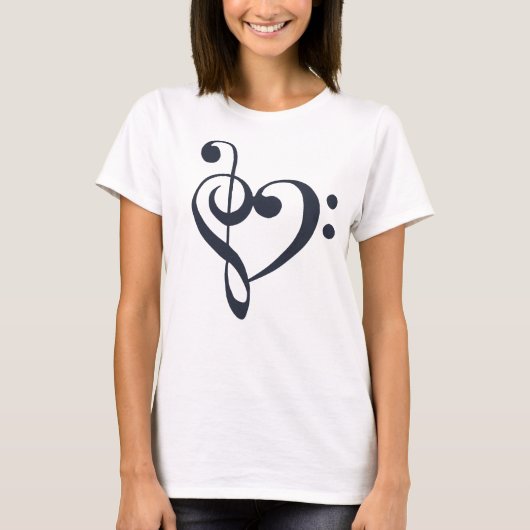 Musikherz Treble Bass Clef Heart - Navy Blazer T-Shirt (Vorderseite)