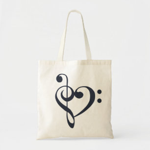 Musikherz Treble Bass Clef Heart - Navy Blazer Tragetasche