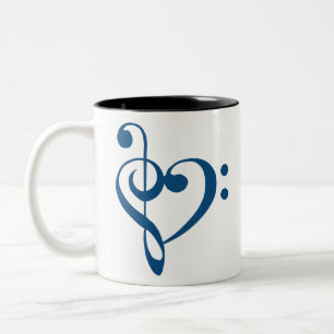 Musikherz Treble Bass Clef Herz - Klassisches Blau Zweifarbige Tasse