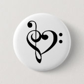 Musikherz Treble Bass Clef Herz - Schwarz Button (Vorderseite)