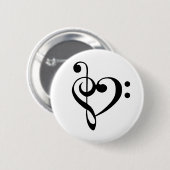 Musikherz Treble Bass Clef Herz - Schwarz Button (Vorne & Hinten)