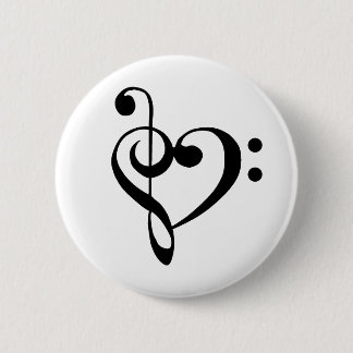 Musikherz Treble Bass Clef Herz - Schwarz Button