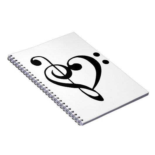 Musikherz Treble Bass Clef Herz - Schwarz Notizblock (Rechte Seite)