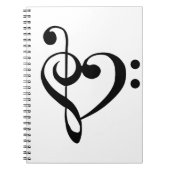 Musikherz Treble Bass Clef Herz - Schwarz Notizblock (Vorderseite)