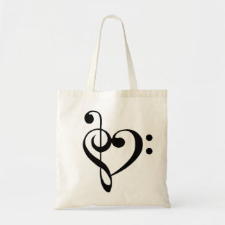 Musikherz Treble Bass Clef Herz - Schwarz Tragetasche