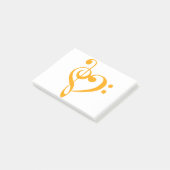 Musikherz Treppenhaus Bass Clef Herz - Safran Post-it Klebezettel (angewinkelt)