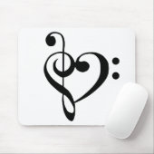 Musikherz Treppenhaus Bass Clef Herz - Schwarz Mousepad (Mit Mouse)