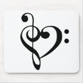 Musikherz Treppenhaus Bass Clef Herz - Schwarz Mousepad (Vorne)
