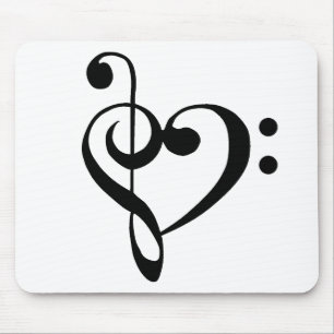 Musikherz Treppenhaus Bass Clef Herz - Schwarz Mousepad