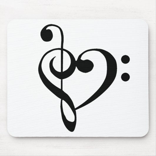 Musikherz Treppenhaus Bass Clef Herz - Schwarz Mousepad (Vorne)