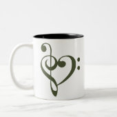 Musikherz Treppenhaus Bass Clef Herzstück - Chive Zweifarbige Tasse (Links)