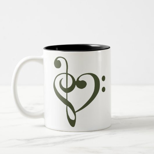 Musikherz Treppenhaus Bass Clef Herzstück - Chive Zweifarbige Tasse (Links)