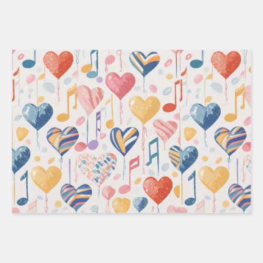 Musikherzen-Packpapier Geschenkpapier Set (Vorderseite 2)