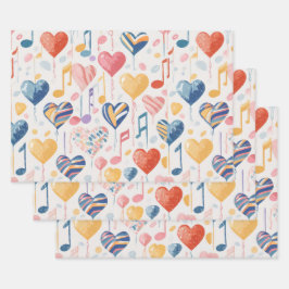 Musikherzen-Packpapier Geschenkpapier Set